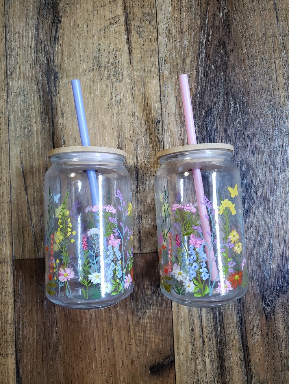 Dolly Parton Wildflower  Glass Tumbler with Bamboo Lid & Straw